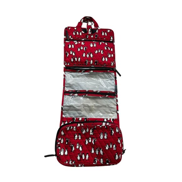 VERA BRADLEY Red Playful Penguins Hanging Cosmetic Makeup Organizer - Picture 6 of 10